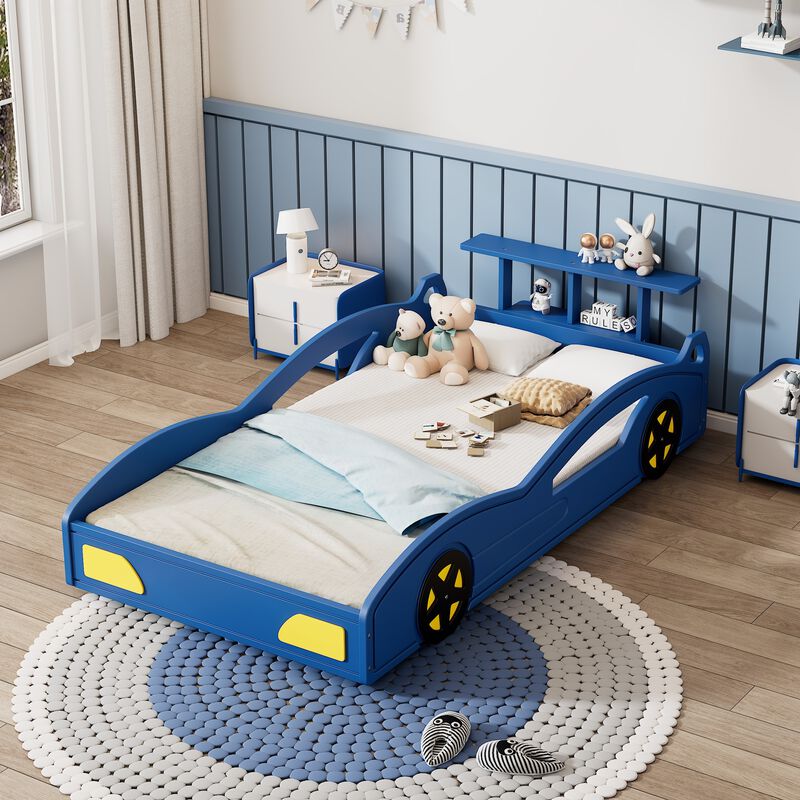Merax Kids Race Car Bed with Side Safety Rails & Storage Space, Sturdy Frame image number 1