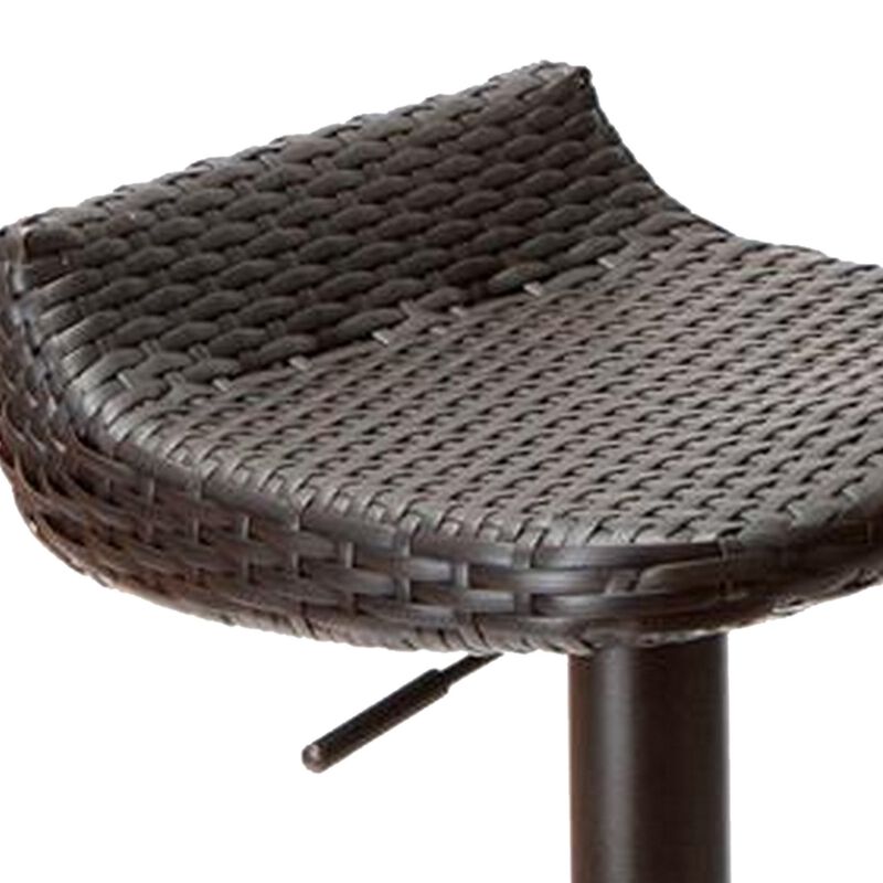 Max 34 Inch Outdoor Barstool, Black Resin Woven Wicker, Foldable, Set of 2-Benzara