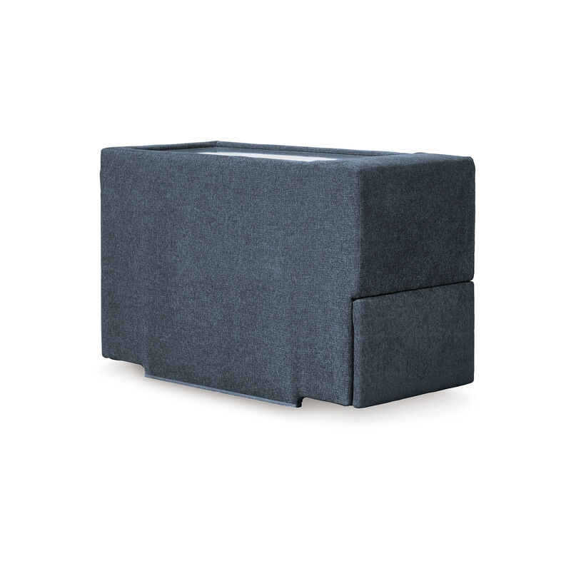 Meso Modular Console, Built In Storage, Ink Blue Nuvella, 37 Inch - Benjara image number 3