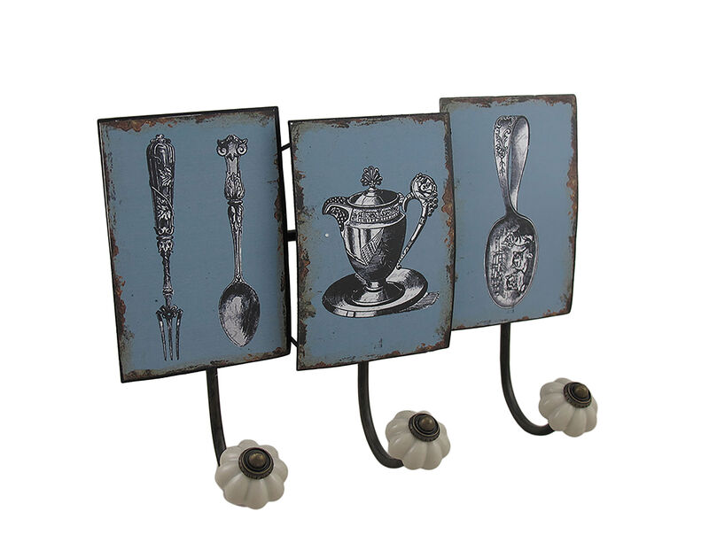 Antique Style Tea Service Distressed Finish Decorative Wall Hook image number 0