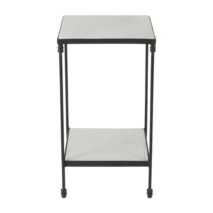 Butler Specialty Larkin Outdoor Marble & Iron Side Table, Black