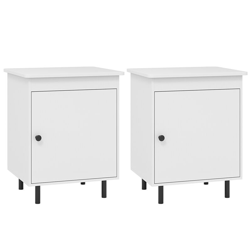 Set of 2 Modern Nightstand End Tables with Doors and Enclosed Storage image number 0