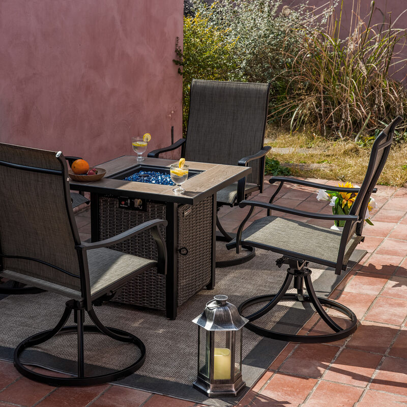 Sour Citrus Swivel Outdoor Patio Dining Chairs Set of 4