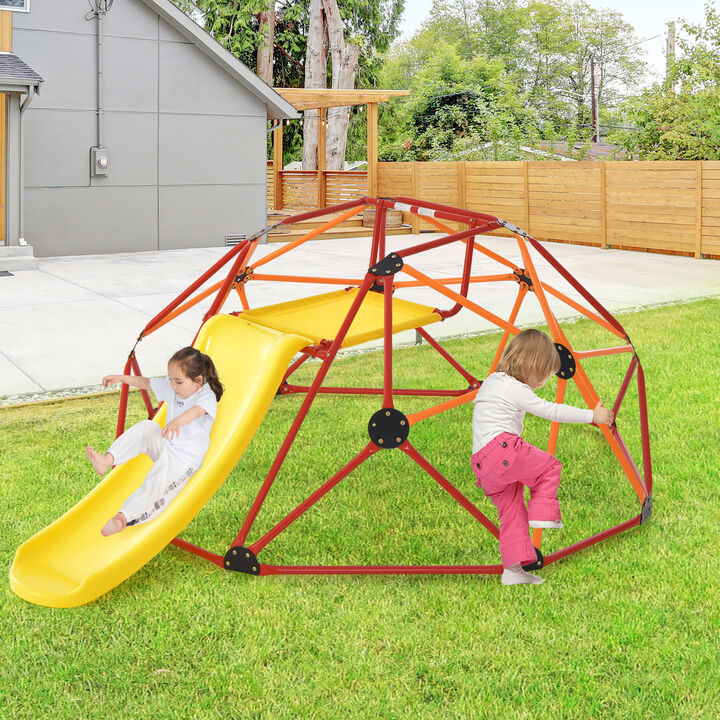 Kids Climbing Dome with Slide and Fabric Cushion for Garden Yard