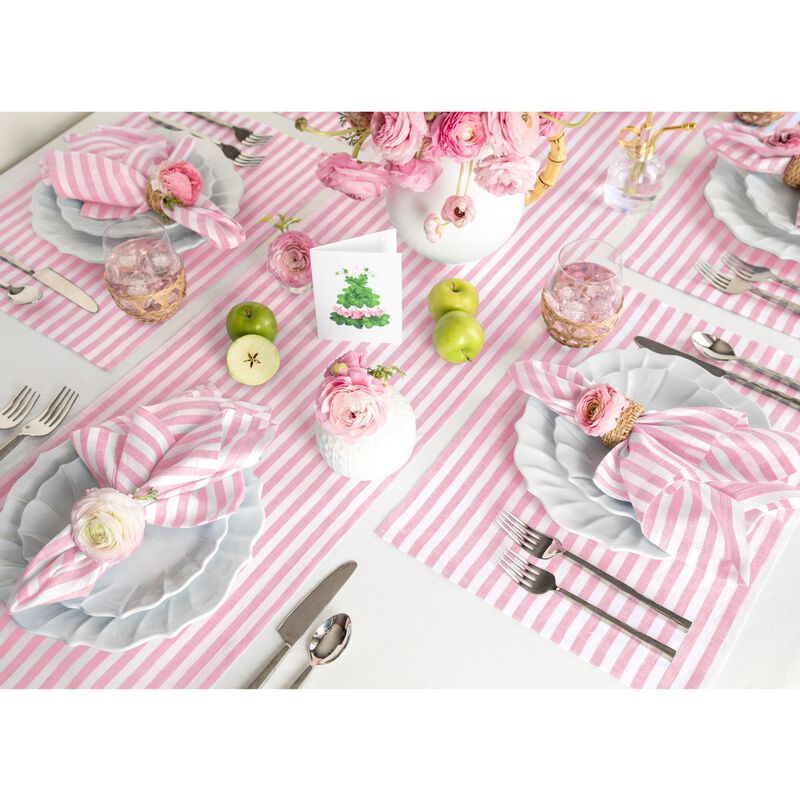 Solino Home Amalfi Stripe 100% Linen Placemats &ndash; Set of 4, 14 x 19 in, Machine Washable, Holiday and Everyday Dining
