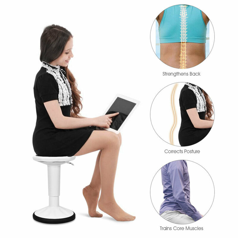 Costway Wobble Chair Height Adjustable Active Learning Stool Sitting Home Office Silicone White