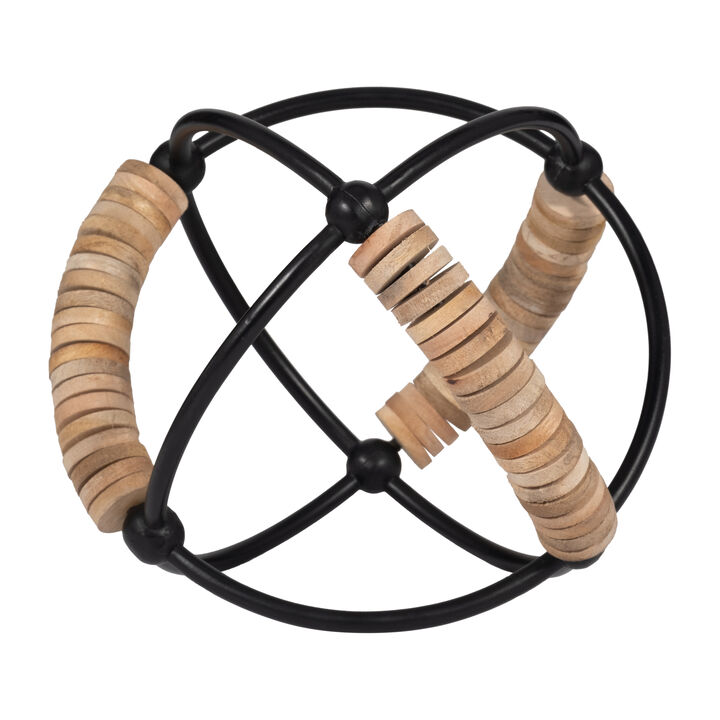 Metal, 10" Abacus Orb, Natural/black