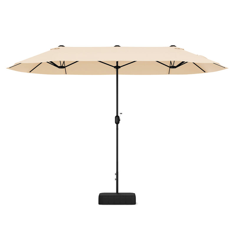 Double-Sided Patio Twin Table Umbrella with Crank Handle