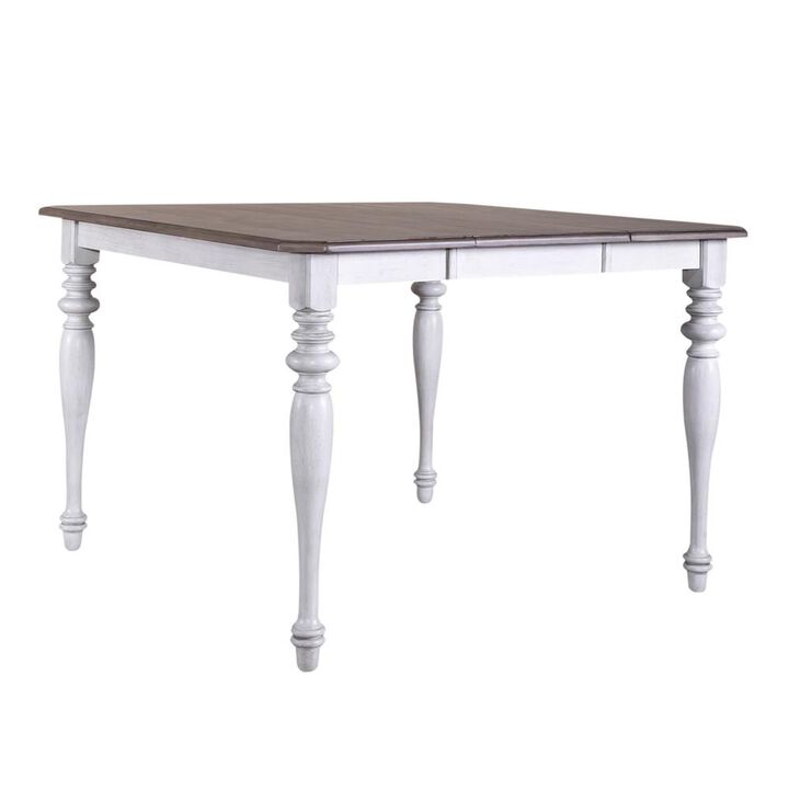 Liberty Furniture Ocean Isle Gathering Table in Antique White w/ Weathered Pine