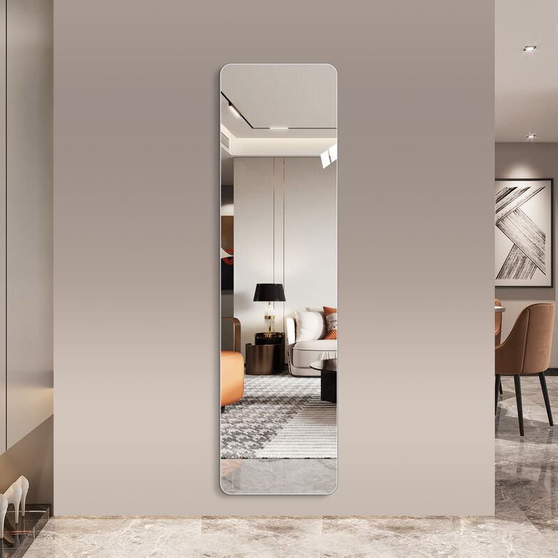 ELEMENT ACE 56 Inch Full Body Round Corner Wall Hanging Mirror with 5mm HD Silver Explosion-Proof Glass Ideal for Living Room Bedroom Cloakroom Use image number 1