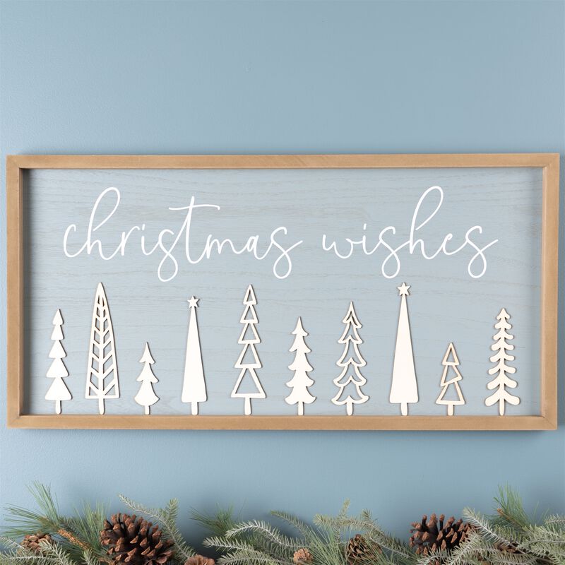 Rustic Christmas Wishes Wall Sign &ndash; Hanging Holiday Decoration for Front Door, Hallway, or Office D&eacute;cor