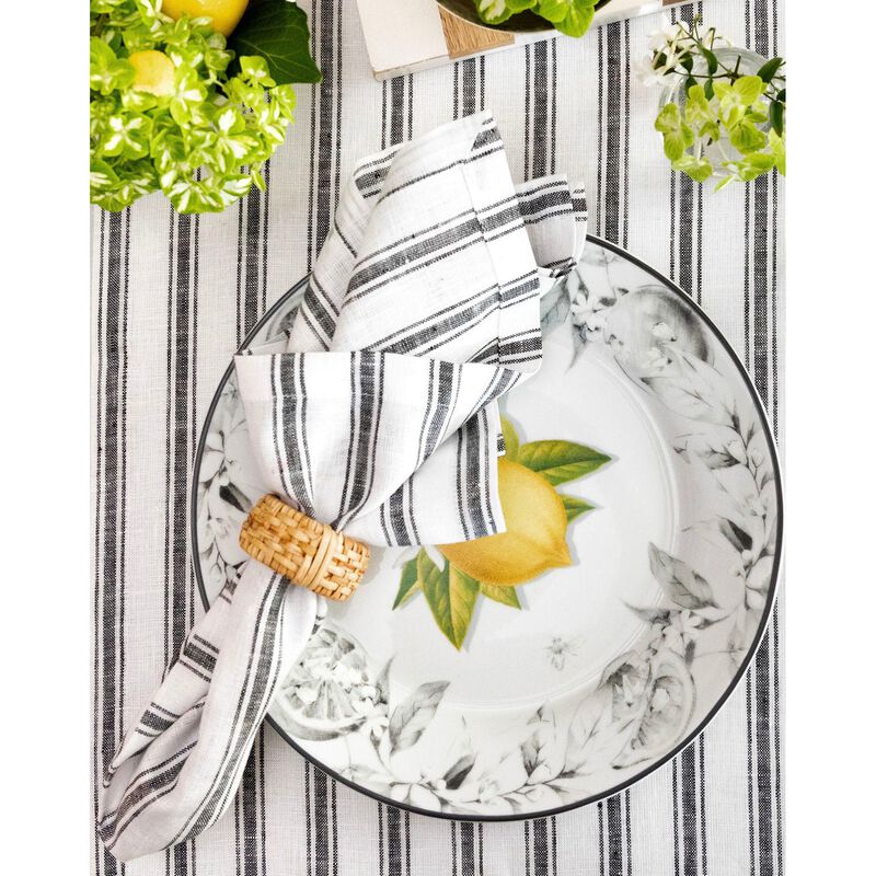 Solino Home 100% Pure Linen Table Runner - Capri Ticking Stripe