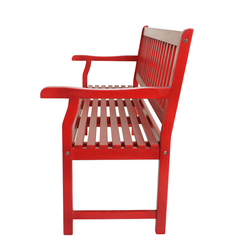 Laurel Slat-Back Acacia Wood Outdoor Garden Patio Bench image number 7