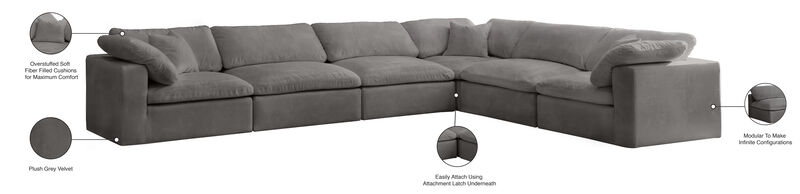 Meridian Furniture Cozy Grey Velvet Comfort Modular Sectional image number 8