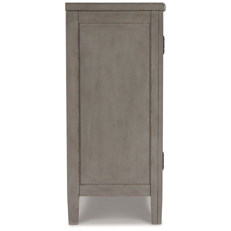 Arin 68 Inch Sideboard Cabinet Console with 2 Doors, Antique Gray Wood - Benzara