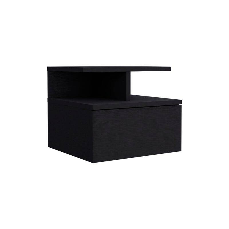 DEPOT E-SHOP Seward Floating Nightstand, Wall Mounted with Single Drawer and 2-Tier Shelf