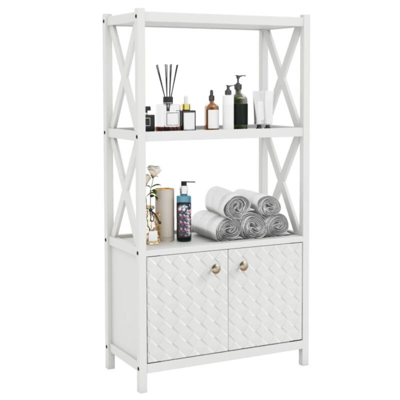 Hivvago Bathroom Storage Cabinet with Open Shelves and Double Doors