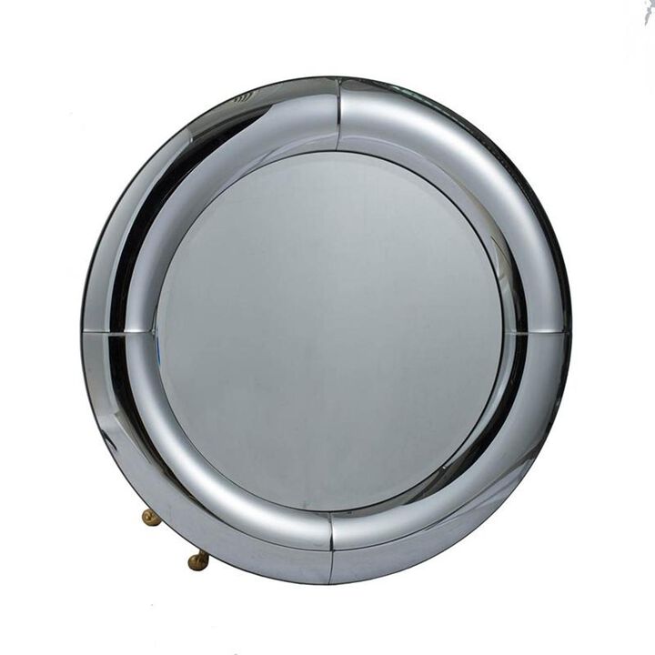 HomeRoots 32" Silver Round Curved Frame Accent Mirror