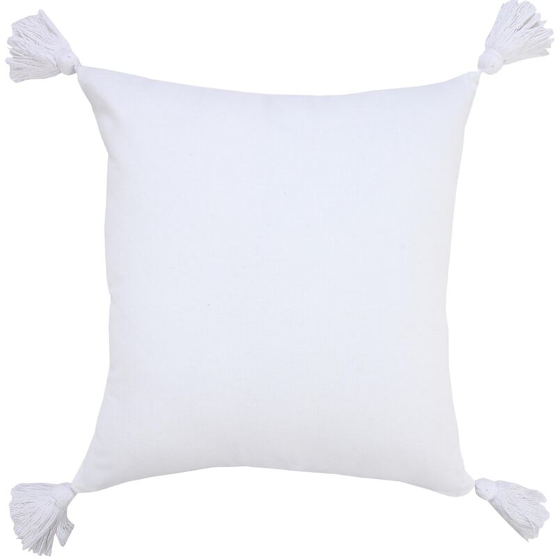HomeRoots 20" Gray And White Striped Cotton Throw Pillow Cover with Tassels image number 4
