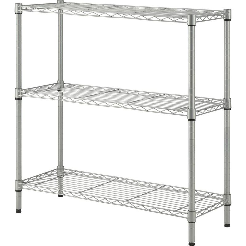 Lorell Light-Duty Wire Shelving - 3 Tier(s) - 36 Height x 36 Width x 14 Depth - Floor - Sturdy - Silver - Plastic, Metal, Steel - 1 Each