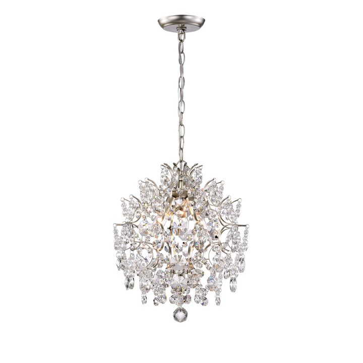 Alice Indoor 3-light Brushed Champagne Silver Crystal Chandelier