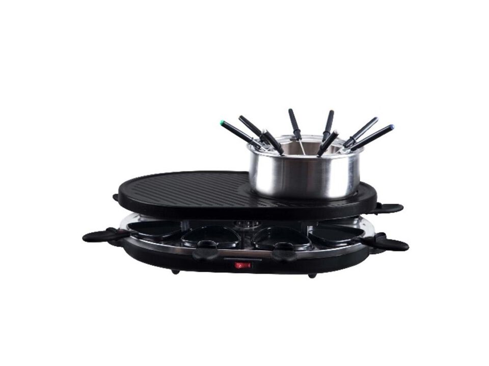 Salton - Fondue and Raclette Grill Serving Set, Includes All Accessories, Black