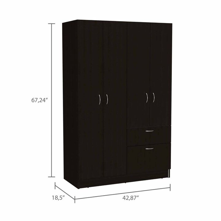 Maltby 1-Drawer Rectangle Armoire Black Wengue and White