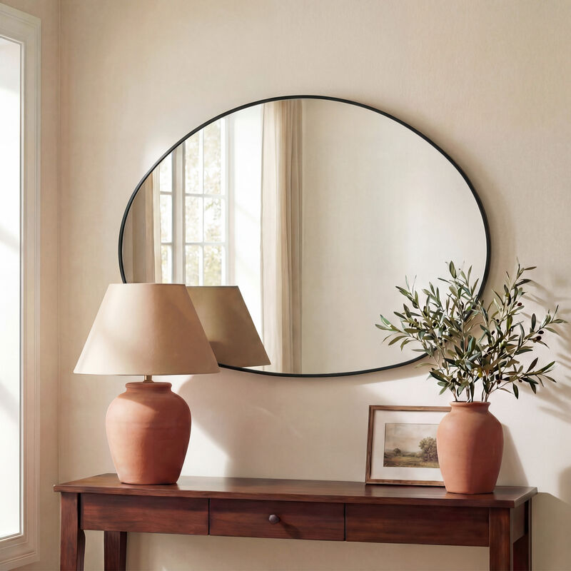 Aurelia Irregular Oval Metal Framed Wall Mounted Mirror image number 5