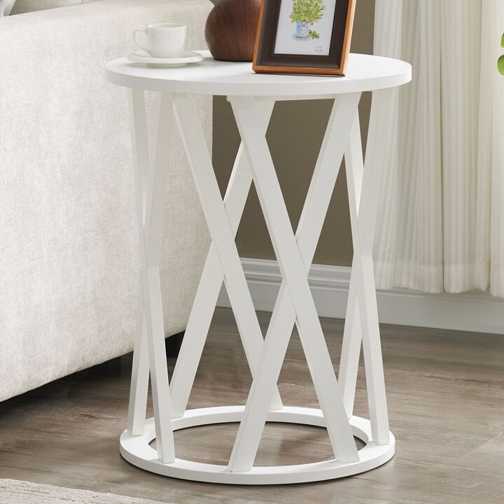 Kings Brand Furniture Emma Side End Table - Modern Round Farmhouse Accent Table - Side Table for Living Room, Bedroom, Office