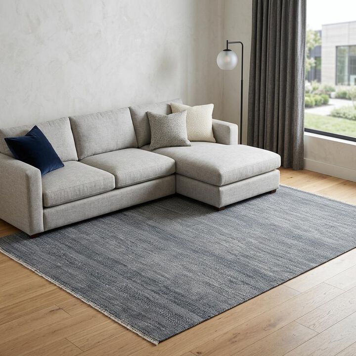 HomeRoots Wool Striped Shag Hand Knotted Area Rug