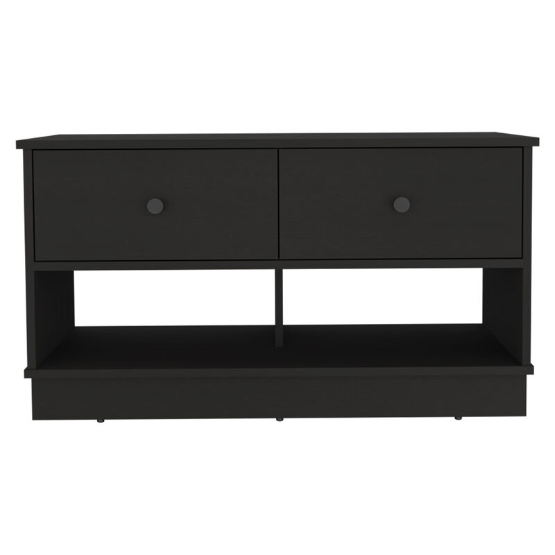 DEPOT E-SHOP Uranus Storage Bench, Two Drawers, Two Open Shelves, Black image number 0