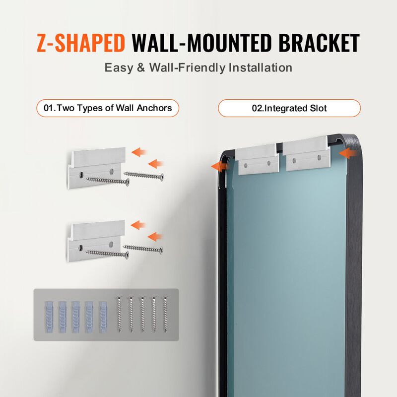 Wall Mounted Makeup Mirror, Aluminum Alloy Frame with Z Bracket for Bathroom image number 3
