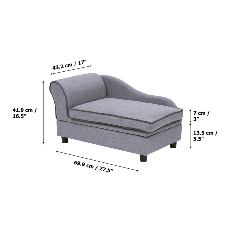 Teamson Pets Ivan Linen 27.5'' L x 17'' W Pet Sofa with Storage & Washable Cover, Grey