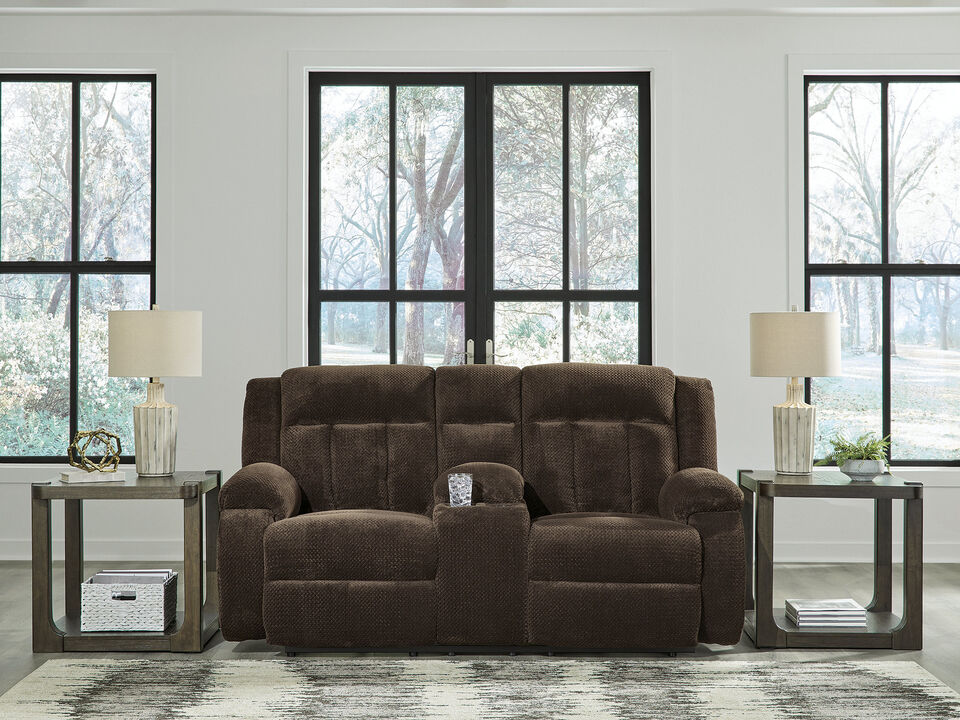 Greely Bend Power Reclining Loveseat with Console in Brown