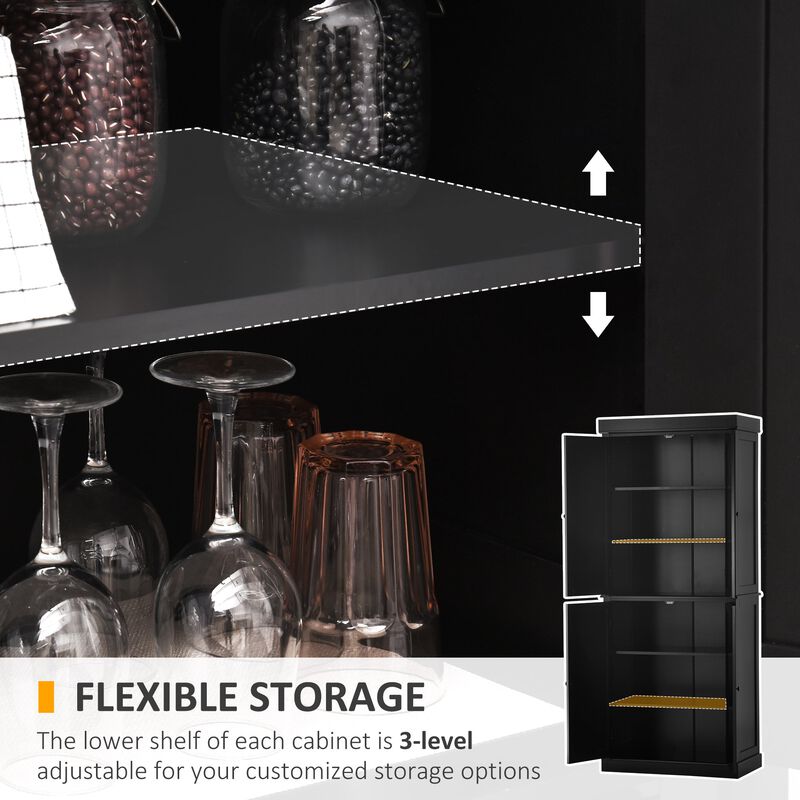 Black Storage Tower: 6-Tier Freestanding Cabinet with Shelves