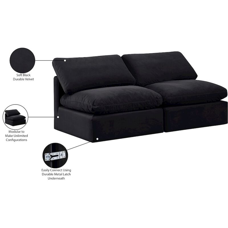 Meridian Furniture Indulge Black Velvet Modular Sofa