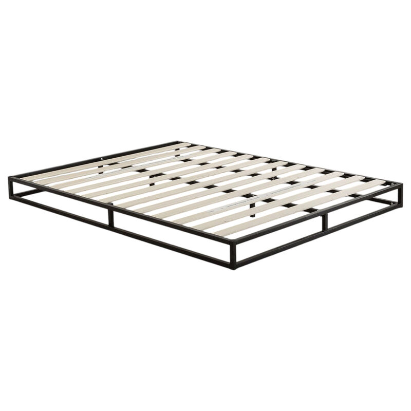 Metal Platform Bed Frame with Wood Slats in Low Profile Design image number 0