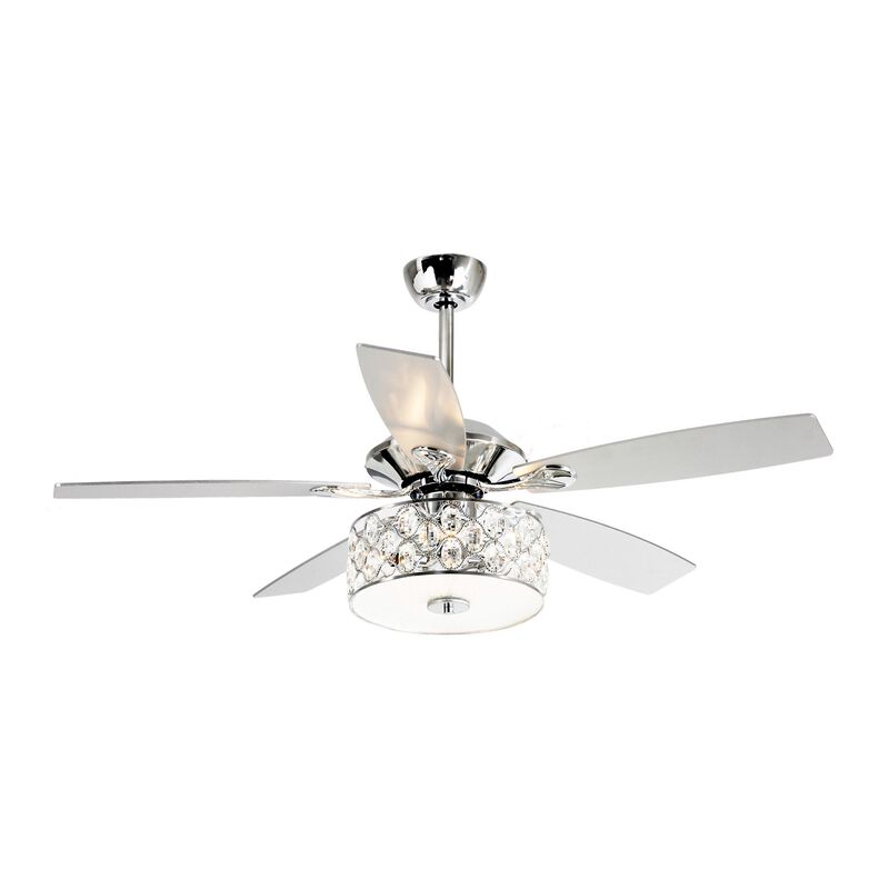 52 in. Chrome Crystal Chandelier 5-Blade Ceiling Fan with Light and Remote