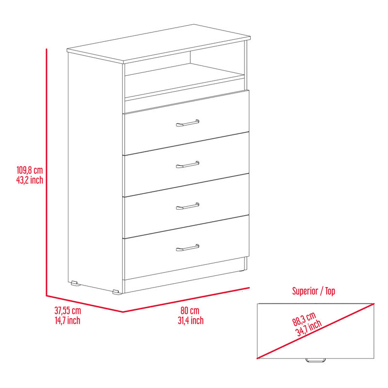 Cassville 4-Drawer 1-Shelf Dresser Black Wengue