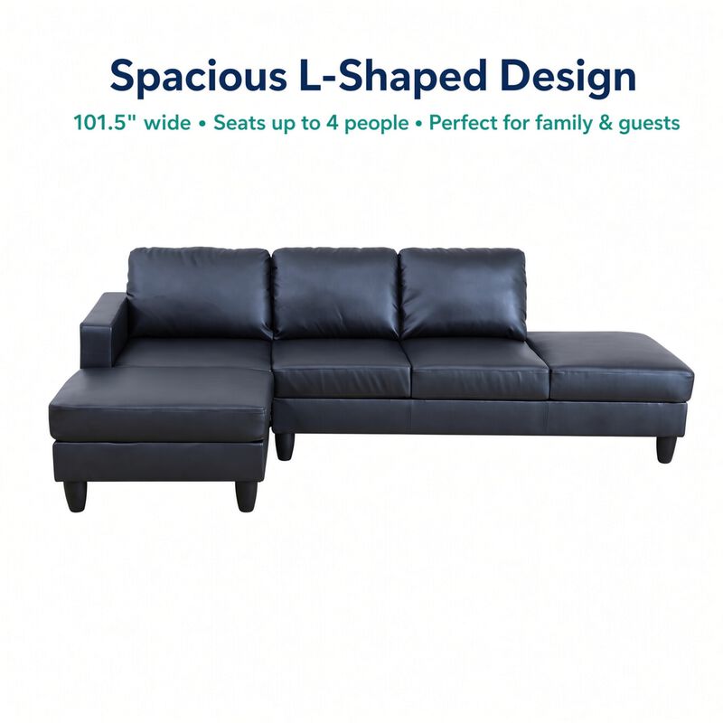 Lumzil Faux Leather Fabric L-Shaped Sectional Sofa image number 4