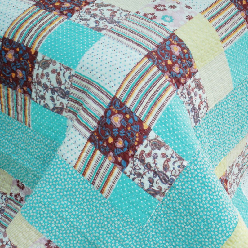Lightweight 3-Piece Cotton Quilted Printed Quilt Set Queen Size Elegant Bedroom Bedding image number 2