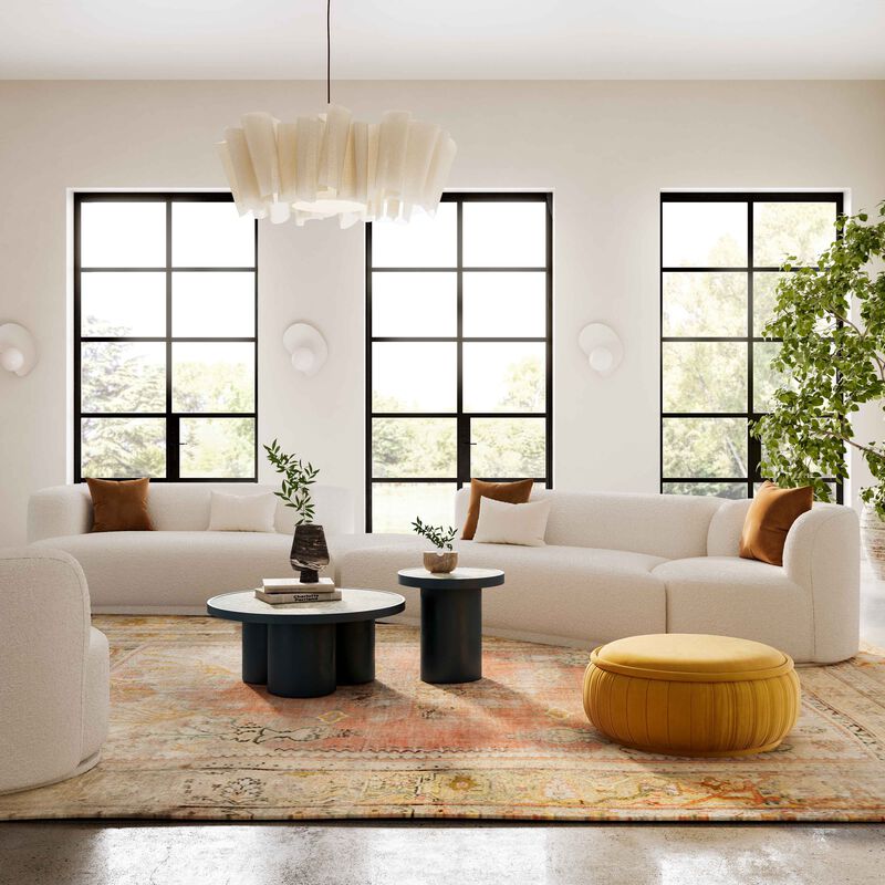 Fickle Cream Boucle 4-Piece Modular LAF Sectional image number 1