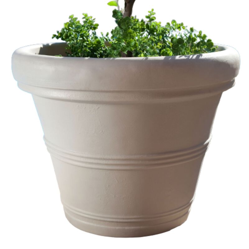 QuikFurn Round 26-inch Outdoor Patio Planter for Small Tree in Weathered Concrete Finish
