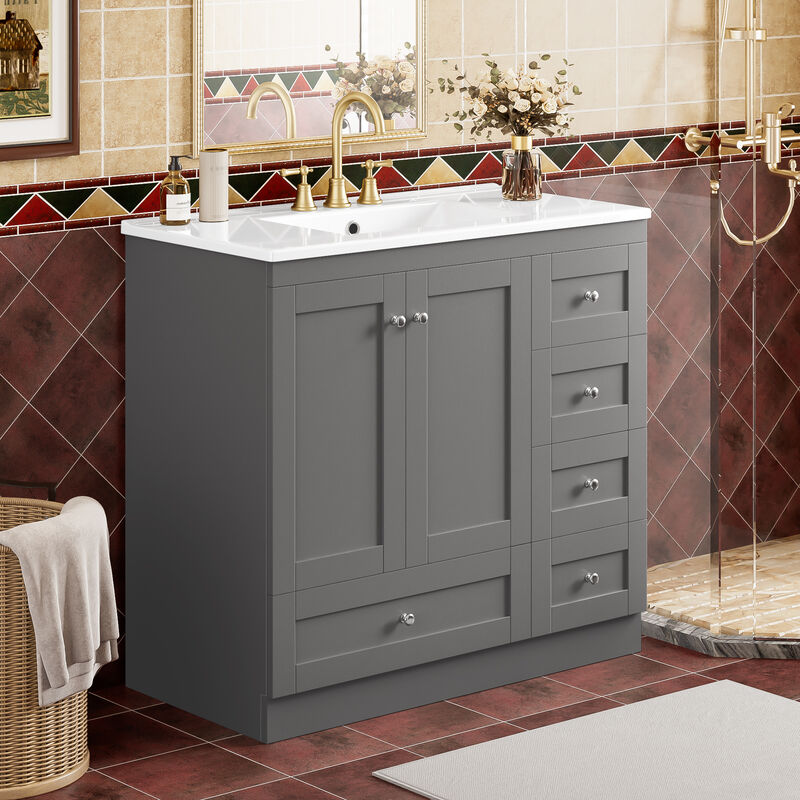 Merax 36" Modern Bathroom Vanity with Ceramic Sink 36