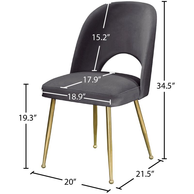 Meridian Furniture Logan Grey Velvet Dining Chair, Set of 2