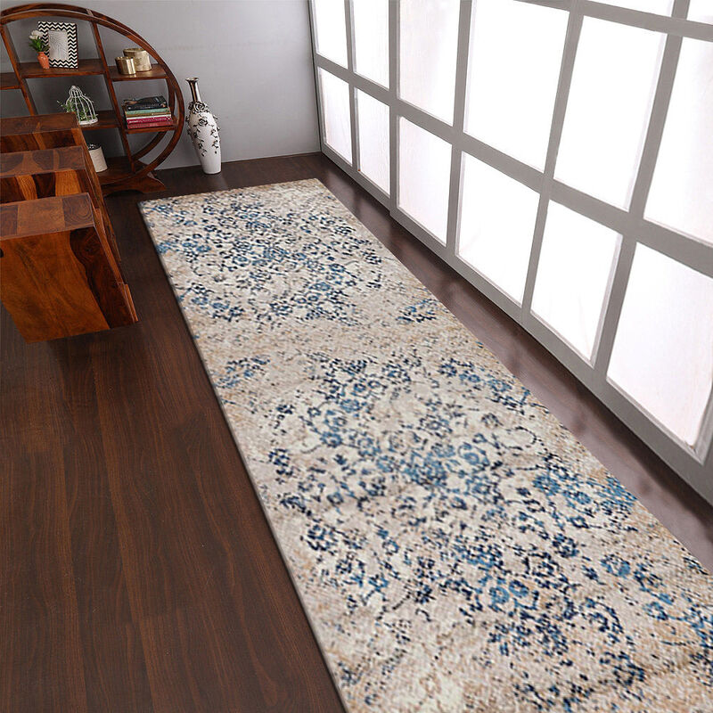 RUGSOTIC CARPETS MACHINE MADE HEATSET POLYPROPYLENE AREA RUGS  - Runner Shape, Floral Modern Design, Midium Pile Machine Made Area Rugs for Living Room (M00011) image number 1