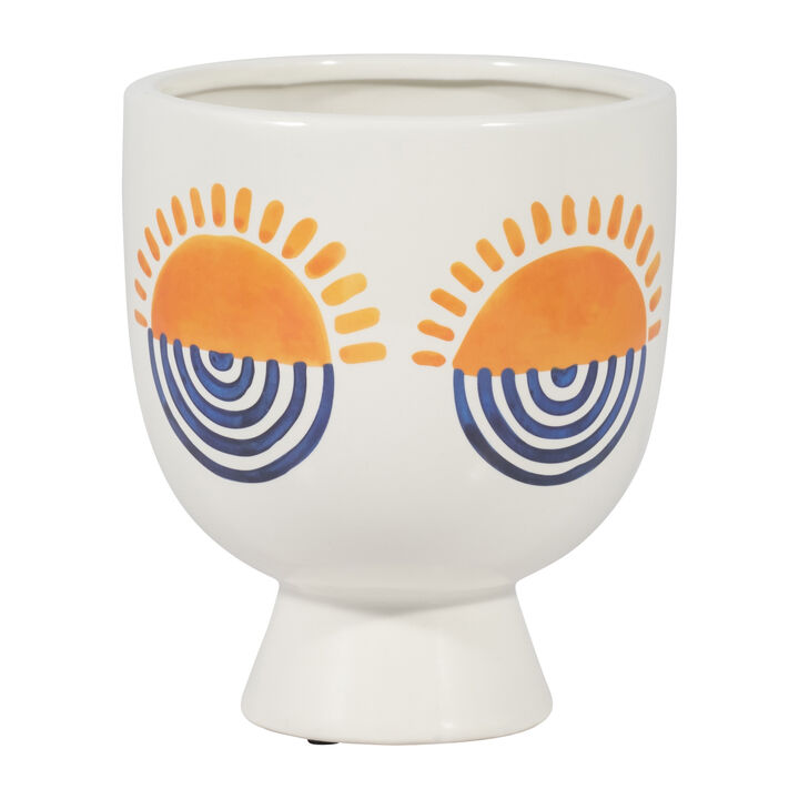 6" White Stone Sunrise Eyes Vase
