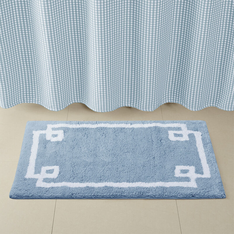 30x20 inch Blue Cotton Tufted Bath Rug 20x30