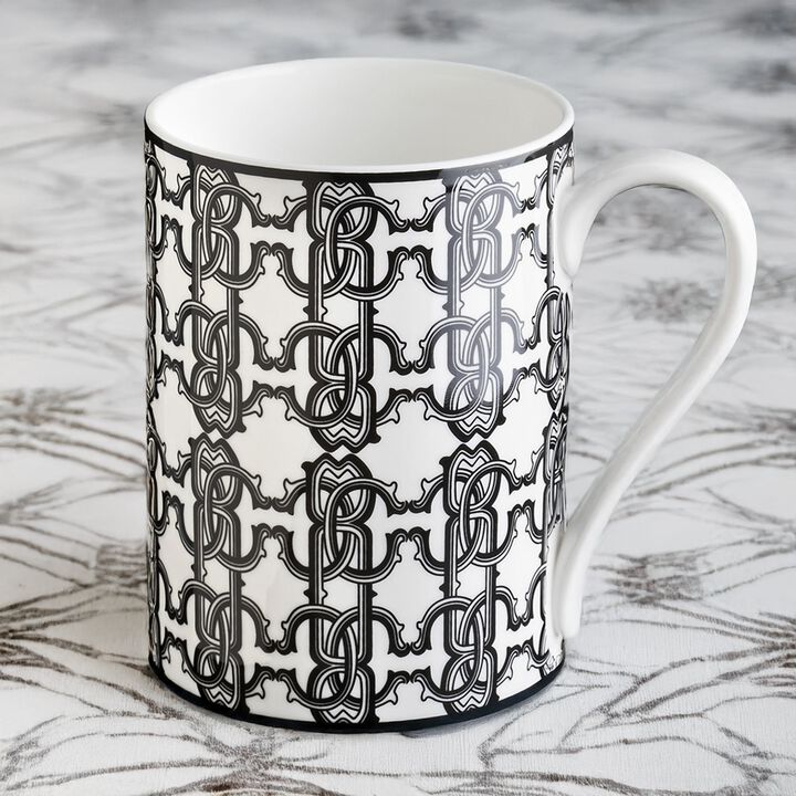 Mug Cup MONOGRAM in Luxury Box Black diam. 2.5", H 3.3", cap. 12.5 oz
