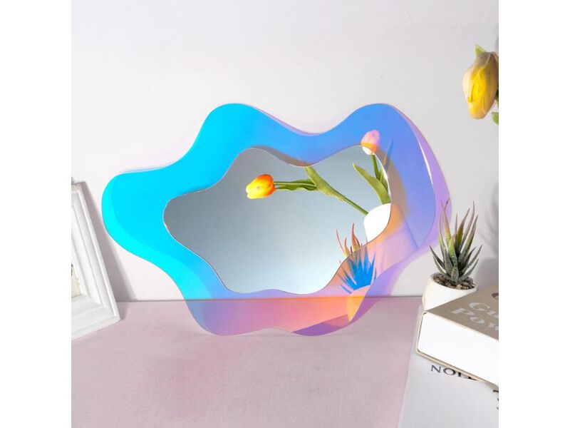 Cloud-Style Irregular Rainbow Mirror &ndash; 15.5x10.5&rdquo; Wavy Acrylic Decor image number 3